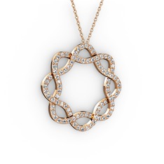Swarovski 18 ayar rose altın kolye (40 cm rose altın rolo zincir)