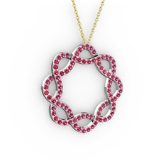 Rodolit garnet 8 ayar beyaz altın kolye (40 cm altın rolo zincir)
