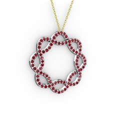 Garnet 14 ayar beyaz altın kolye (40 cm altın rolo zincir)