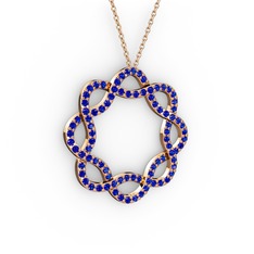 Lienna Kolye - Lab safir 925 ayar rose altın kaplama gümüş kolye (40 cm gümüş rolo zincir) #1uugs6m