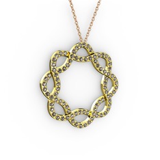 Lienna Kolye - Dumanlı kuvars 8 ayar altın kolye (40 cm rose altın rolo zincir) #1w3a5sp