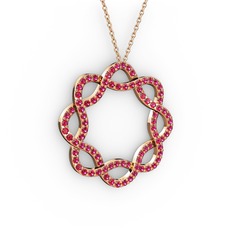 Rodolit garnet 925 ayar rose altın kaplama gümüş kolye (40 cm rose altın rolo zincir)