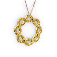 Lienna Kolye - Sitrin 8 ayar altın kolye (40 cm gümüş rolo zincir) #1wr29j3