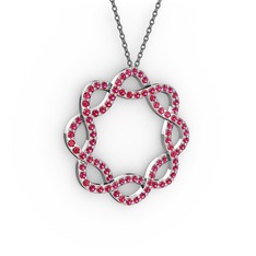 Lienna Kolye - Rodolit garnet 8 ayar beyaz altın kolye (40 cm gümüş rolo zincir) #4iu7gu