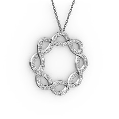 Swarovski 14 ayar beyaz altın kolye (40 cm gümüş rolo zincir)