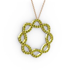 Lienna Kolye - Peridot 8 ayar altın kolye (40 cm rose altın rolo zincir) #7fvngl