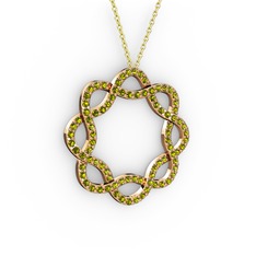 Lienna Kolye - Peridot 8 ayar rose altın kolye (40 cm altın rolo zincir) #7lug52