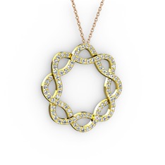 Lienna Kolye - Beyaz zirkon 8 ayar altın kolye (40 cm rose altın rolo zincir) #9movco