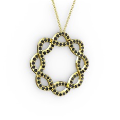 Lienna Kolye - Siyah zirkon 8 ayar altın kolye (40 cm altın rolo zincir) #bxlvby