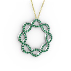 Lienna Kolye - Yeşil kuvars 14 ayar beyaz altın kolye (40 cm gümüş rolo zincir) #bz2j1u