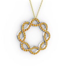 Lienna Kolye - Sitrin 18 ayar beyaz altın kolye (40 cm altın rolo zincir) #h384jy