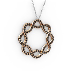 Lienna Kolye - Siyah zirkon 8 ayar rose altın kolye (40 cm gümüş rolo zincir) #hgxwri