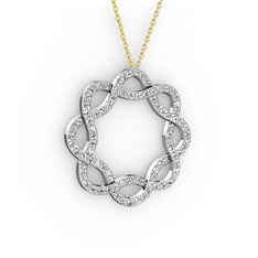Lienna Kolye - Pırlanta 18 ayar beyaz altın kolye (0.968 karat, 40 cm gümüş rolo zincir) #k3983w