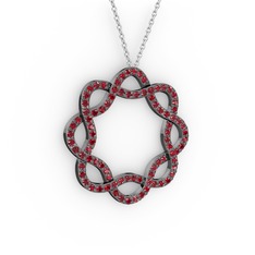 Lienna Kolye - Garnet 925 ayar siyah rodyum kaplama gümüş kolye (40 cm gümüş rolo zincir) #k66t9m