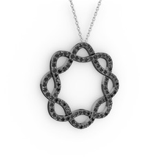 Lienna Kolye - Siyah zirkon 925 ayar siyah rodyum kaplama gümüş kolye (40 cm gümüş rolo zincir) #kdayni