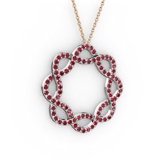 Lienna Kolye - Garnet 925 ayar gümüş kolye (40 cm rose altın rolo zincir) #mcr6tj