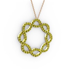 Peridot 18 ayar altın kolye (40 cm rose altın rolo zincir)