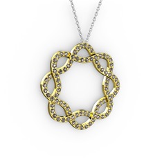 Lienna Kolye - Dumanlı kuvars 18 ayar altın kolye (40 cm beyaz altın rolo zincir) #p60djd