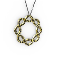 Lienna Kolye - Siyah zirkon 14 ayar altın kolye (40 cm gümüş rolo zincir) #pzsgde