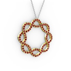 Lienna Kolye - Garnet 8 ayar altın kolye (40 cm beyaz altın rolo zincir) #shniq7