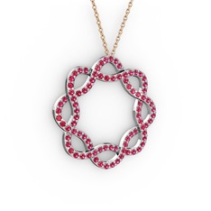 Lienna Kolye - Rodolit garnet 8 ayar beyaz altın kolye (40 cm gümüş rolo zincir) #snql08