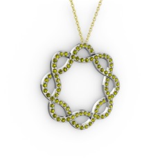 Peridot 925 ayar gümüş kolye (40 cm altın rolo zincir)