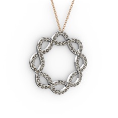 Lienna Kolye - Dumanlı kuvars 18 ayar beyaz altın kolye (40 cm rose altın rolo zincir) #vseh8i