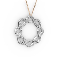Lienna Kolye - Swarovski 18 ayar beyaz altın kolye (40 cm rose altın rolo zincir) #vy47a7