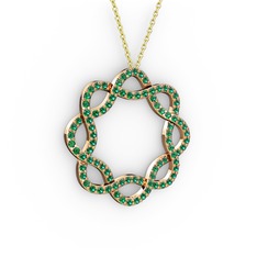 Lienna Kolye - Yeşil kuvars 925 ayar rose altın kaplama gümüş kolye (40 cm altın rolo zincir) #yt2am7
