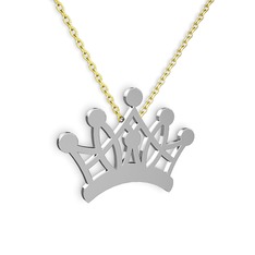 Kraliçe Kolye - 8 ayar beyaz altın kolye (40 cm gümüş rolo zincir) #10vcz2t