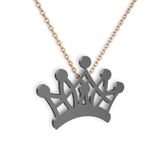 Kraliçe Kolye - 925 ayar siyah rodyum kaplama gümüş kolye (40 cm rose altın rolo zincir) #11hbz8x