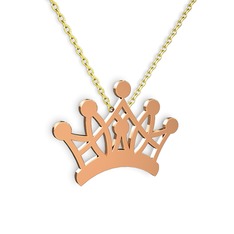 Kraliçe Kolye - 14 ayar rose altın kolye (40 cm gümüş rolo zincir) #11perqi