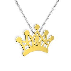 Kraliçe Kolye - 14 ayar altın kolye (40 cm beyaz altın rolo zincir) #149a7h1