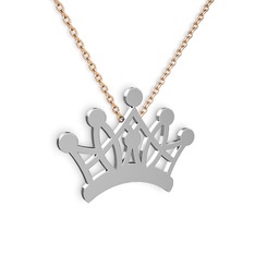 Kraliçe Kolye - 925 ayar gümüş kolye (40 cm rose altın rolo zincir) #1a70em4