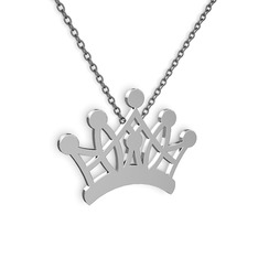Kraliçe Kolye - 8 ayar beyaz altın kolye (40 cm gümüş rolo zincir) #1ravre8