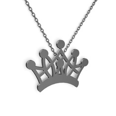Kraliçe Kolye - 925 ayar siyah rodyum kaplama gümüş kolye (40 cm gümüş rolo zincir) #hos0ej