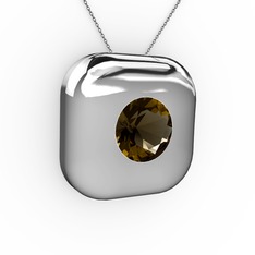 Moria Tektaş Kolye - Dumanlı kuvars 18 ayar beyaz altın kolye (40 cm gümüş rolo zincir) #12xlgnw