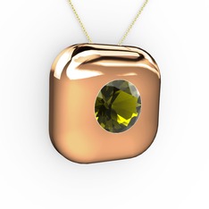 Peridot 14 ayar rose altın kolye (40 cm altın rolo zincir)