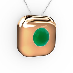 Kök zümrüt 18 ayar rose altın kolye (40 cm gümüş rolo zincir)