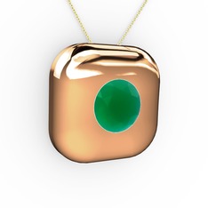 Moria Tektaş Kolye - Kök zümrüt 18 ayar rose altın kolye (40 cm altın rolo zincir) #1hb97uw