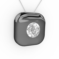 Moria Tektaş Kolye - Swarovski 925 ayar siyah rodyum kaplama gümüş kolye (40 cm gümüş rolo zincir) #1hs86p3