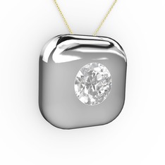 Moria Tektaş Kolye - Swarovski 18 ayar beyaz altın kolye (40 cm altın rolo zincir) #1j3zjia