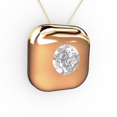 Moria Tektaş Kolye - Swarovski 925 ayar rose altın kaplama gümüş kolye (40 cm altın rolo zincir) #1jl2onu