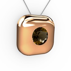 Dumanlı kuvars 925 ayar rose altın kaplama gümüş kolye (40 cm gümüş rolo zincir)