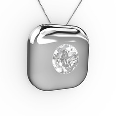 Moria Tektaş Kolye - Beyaz zirkon 925 ayar gümüş kolye (40 cm gümüş rolo zincir) #1m5ii8o