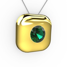 Moria Tektaş Kolye - Yeşil kuvars 18 ayar altın kolye (40 cm gümüş rolo zincir) #1p30s3j