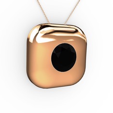 Moria Tektaş Kolye - Siyah zirkon 14 ayar rose altın kolye (40 cm gümüş rolo zincir) #1qmyofo