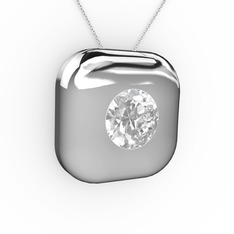 Moria Tektaş Kolye - Swarovski 18 ayar beyaz altın kolye (40 cm gümüş rolo zincir) #1vatw41