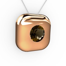 Dumanlı kuvars 925 ayar rose altın kaplama gümüş kolye (40 cm gümüş rolo zincir)