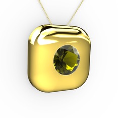Peridot 18 ayar altın kolye (40 cm altın rolo zincir)